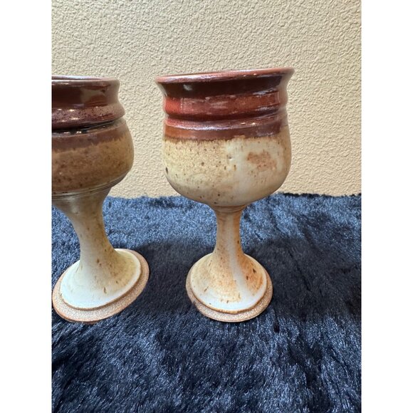 Michele Rigert Northwest Studio Pottery Goblets Sset of 2 Signed Oregon - Picture 3 of 7